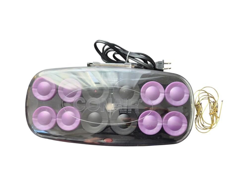 Conair 12 Count Hair Rollers Purple Black Set with Heating Base